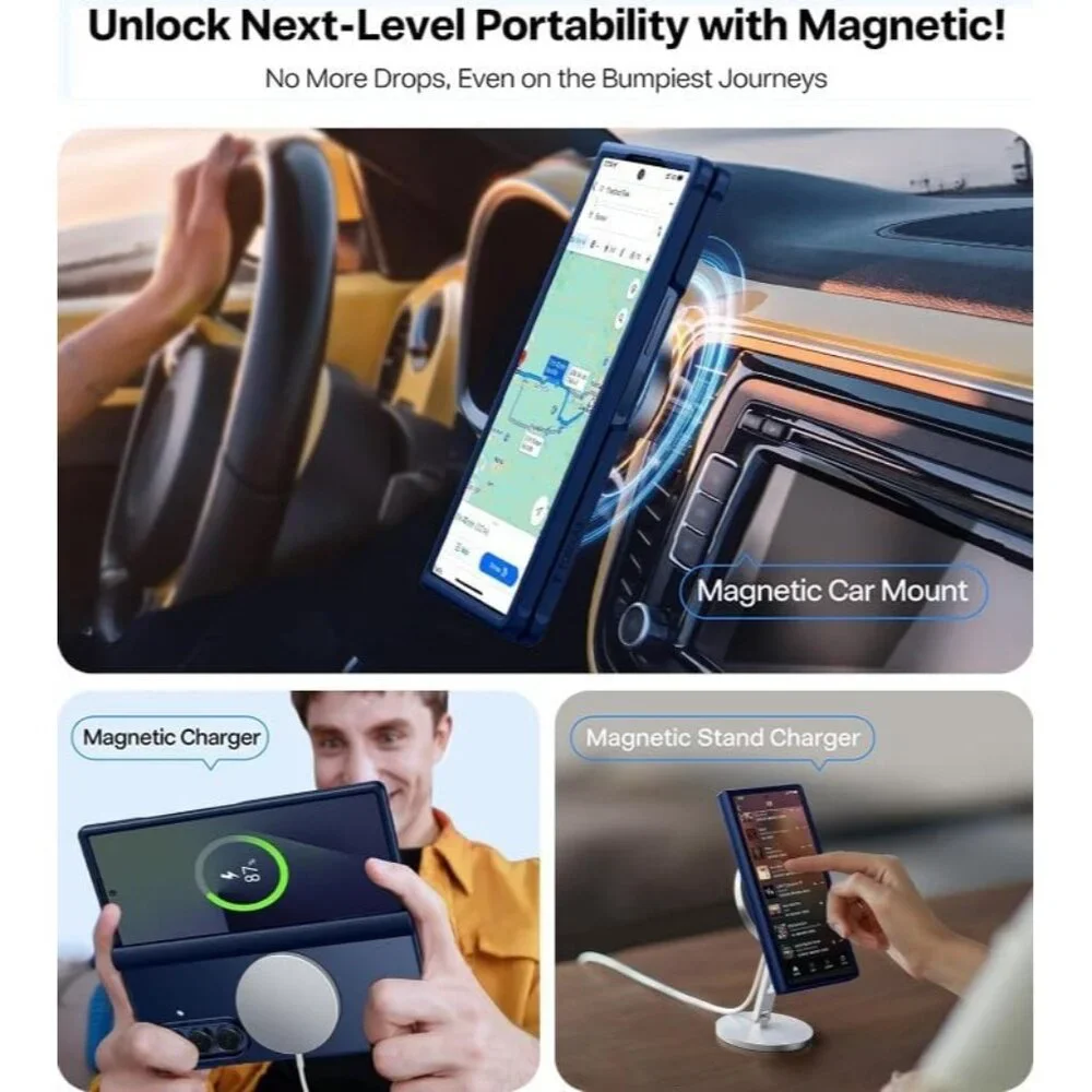 Magnetic Shockproof case for Samsung Galaxy Z Fold 7 hinge protection Blue